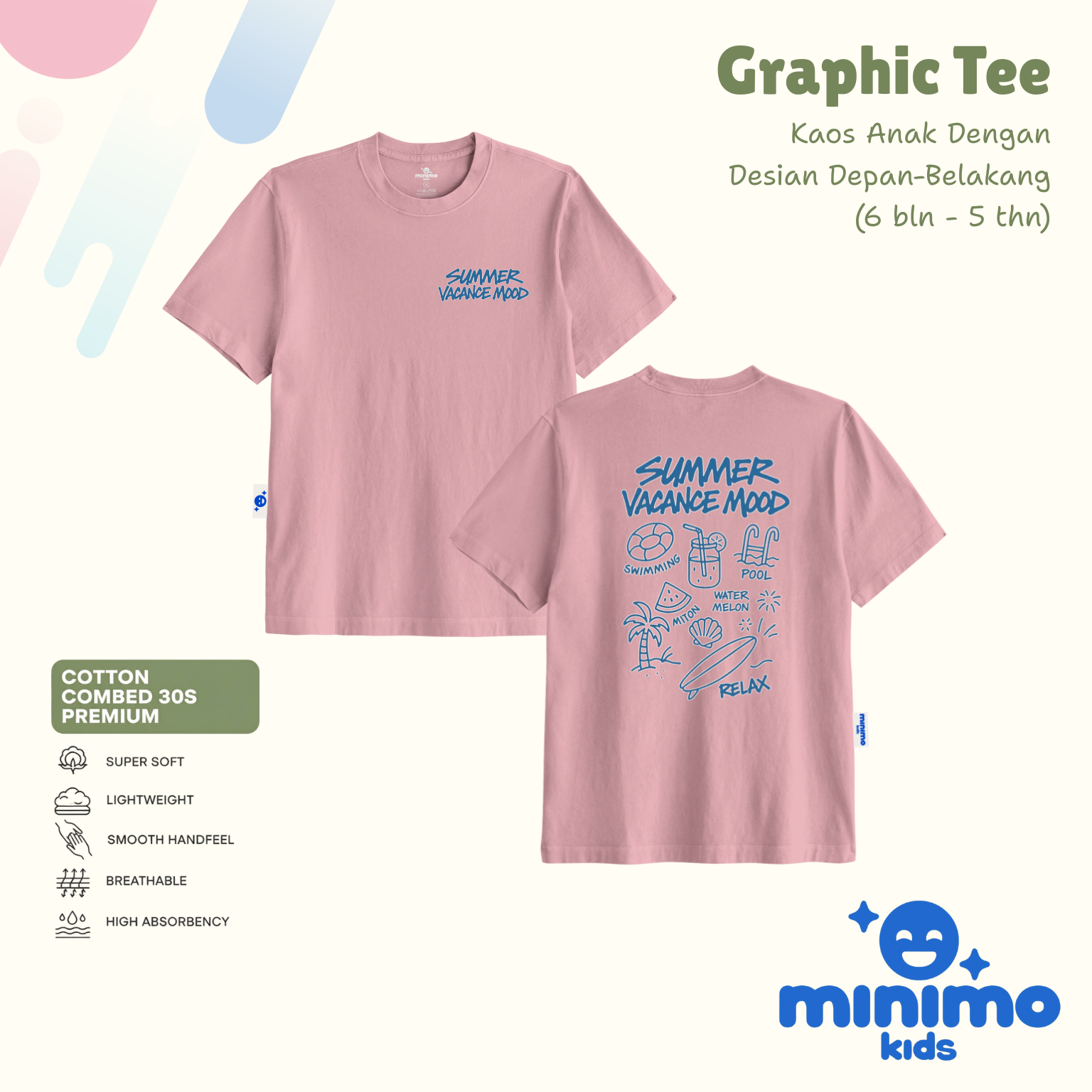 Basic Tee Minimo Kids - peony pink